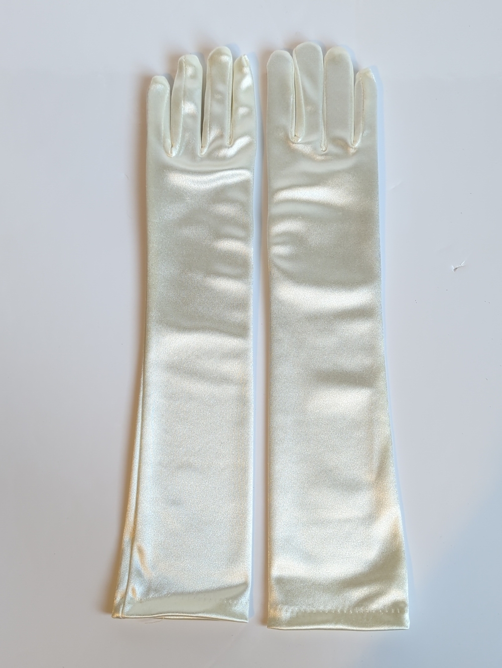 Long Satin Gloves - Ivory Pearl